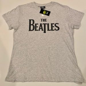 Classic Beatles Logo T Shirt, Silver Marle, Sz. L